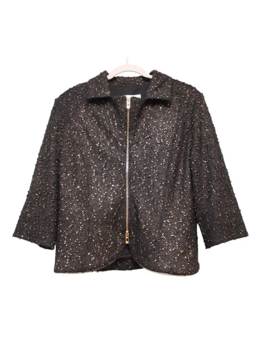 Joseph Ribkoff Jacket Size 12 Black Gold Metallic Artsy Business Formal Cocktail